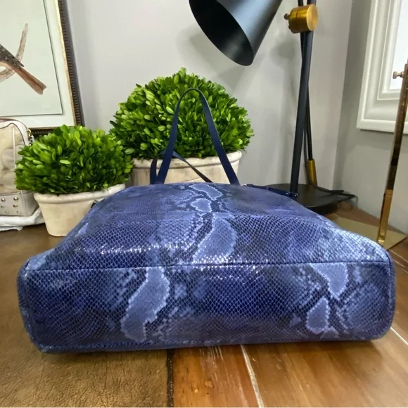 Coach XL Josie Blue Glass Python-Print Leather Tote - Picture 4 of 15